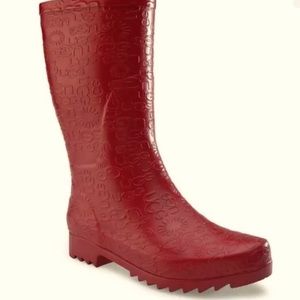 UGG Australia Woman’s Wiltshire Logo Short Red Rubber Rain Boot Size 9